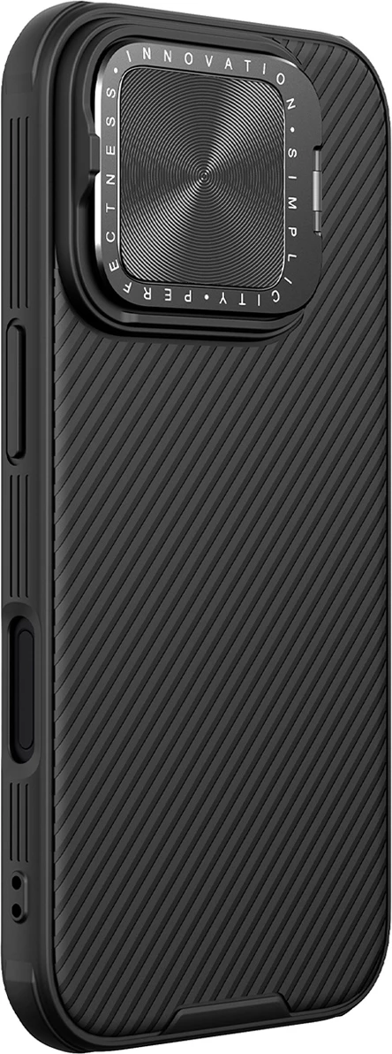 Ovitek za iPhone 16 Pro z zaščito kamere in držalom, Nillkin CamShield Prop, črn
