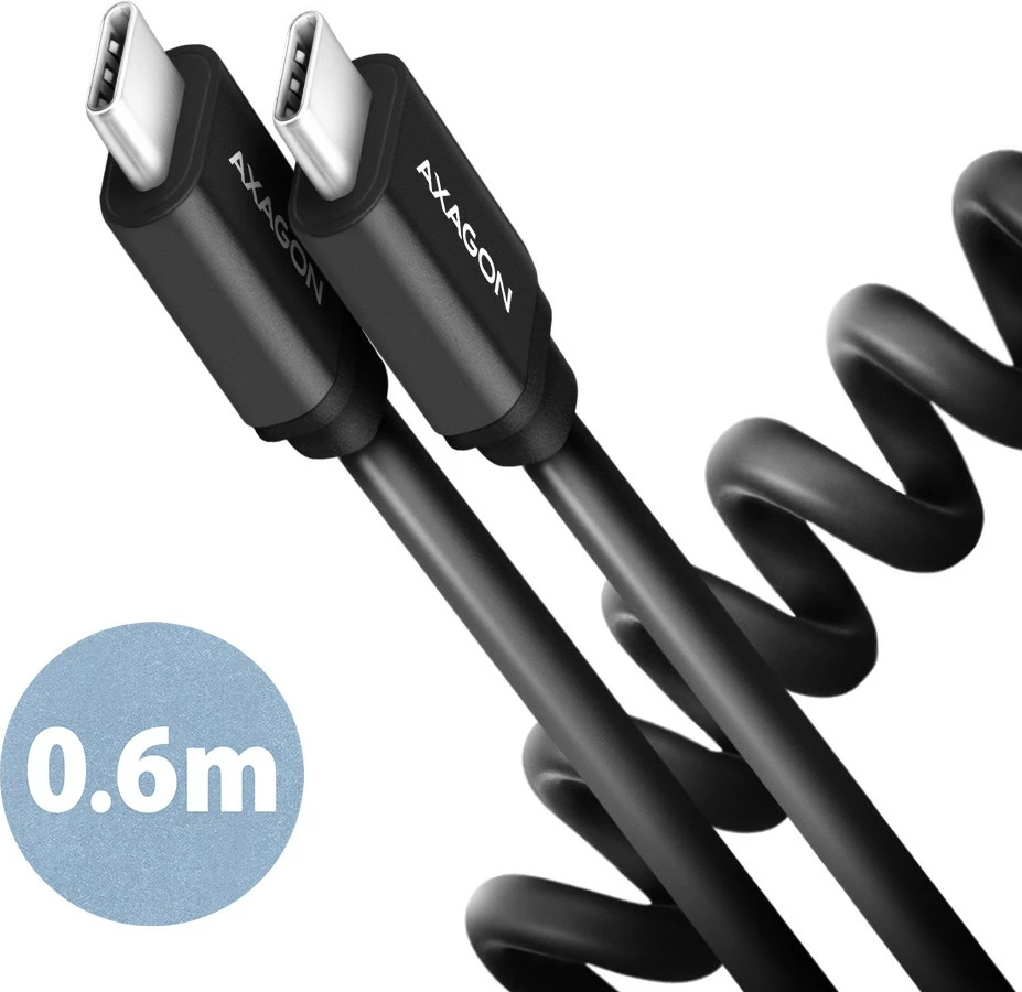 USB-C kabel AXAGON BUCM-CM10TB, 0,6 m, Twister, črn