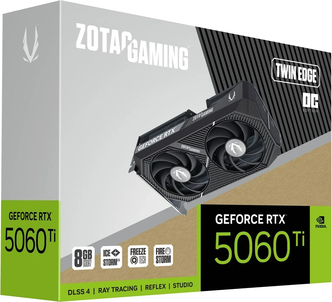 Grafična kartica ZOTAC GAMING GeForce RTX 5060 Ti Twin Edge OC, 8 GB GDDR7, črna