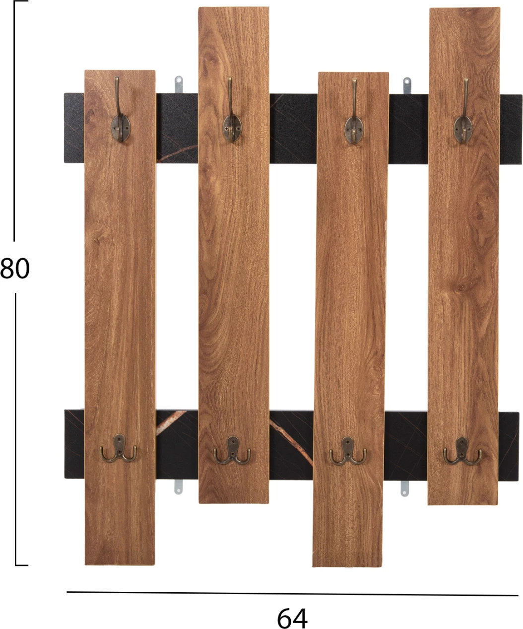 Stenska obešalnik iz melamina, črni marmor in naravno les WESSON FH8940.15, 64x4x79 cm