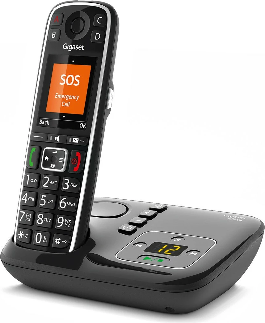 Analog/DECT telefon z brezžičnega slušalca Gigaset E720A, 200 stikov, ID klicatelja, SMS, črn
