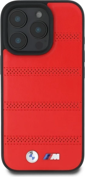 Perforiran in šivan ovitek za telefon MagSafe za iPhone 16 Pro Max, rdeč, BMW M