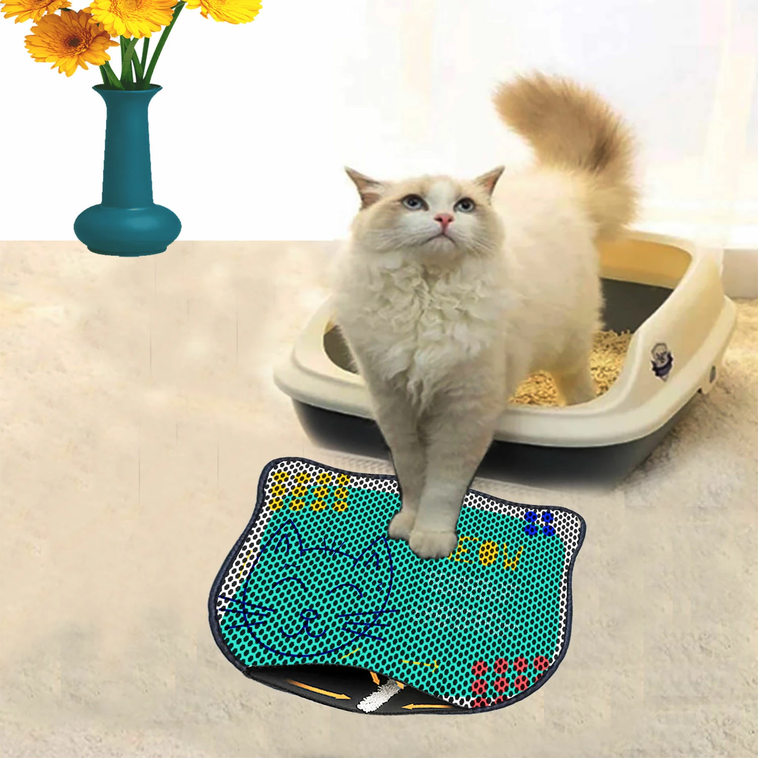 Preproga za mačji pesek, večbarvna, Paws & Whiskers, Kdkafa0220, 40x50 cm