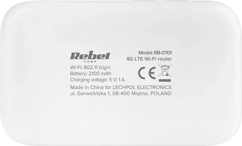 Brezžični usmerjevalnik Rebel RB-0701, enopasovni (2,4 GHz) 3G 4G, bel