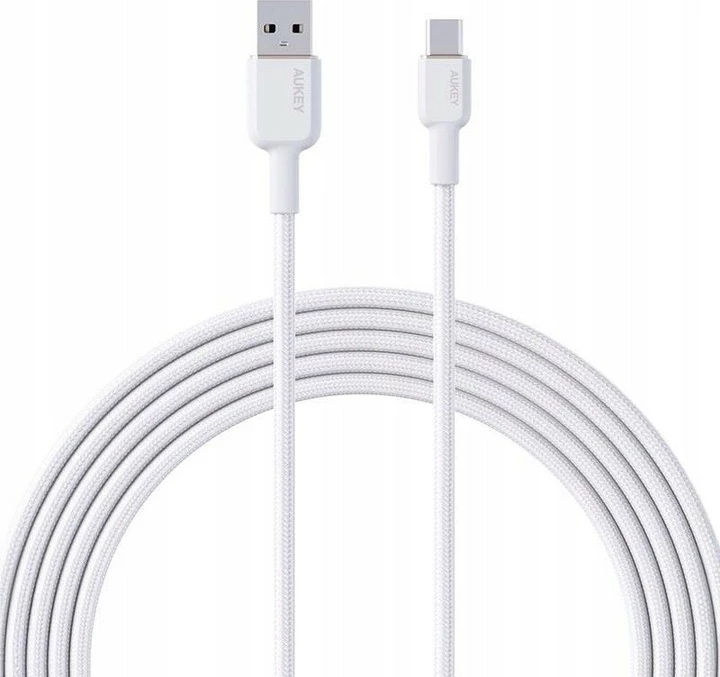 Kabel za polnjenje in prenos podatkov AUKEY CB-NAC1, USB-A v USB-C, 1 m, 60 W, bel