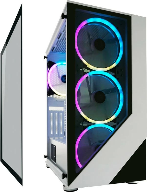 Gaming ohišje LC-Power 803W RGB, Midi Tower, kaljeno steklo, črno/belo