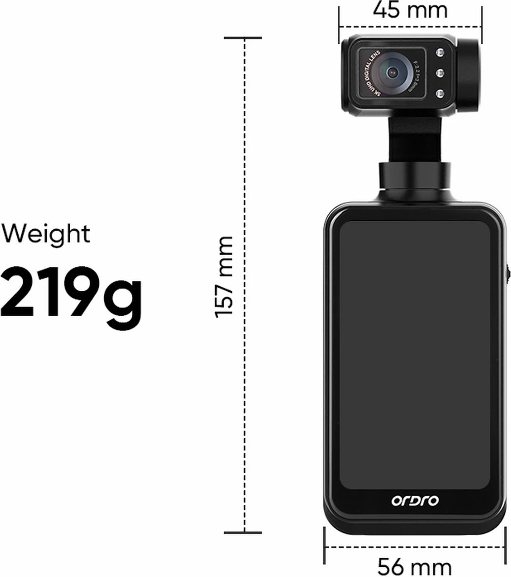 Žepna kamera 3-osni gimbal Ordro Pocket M5, 5K, črna