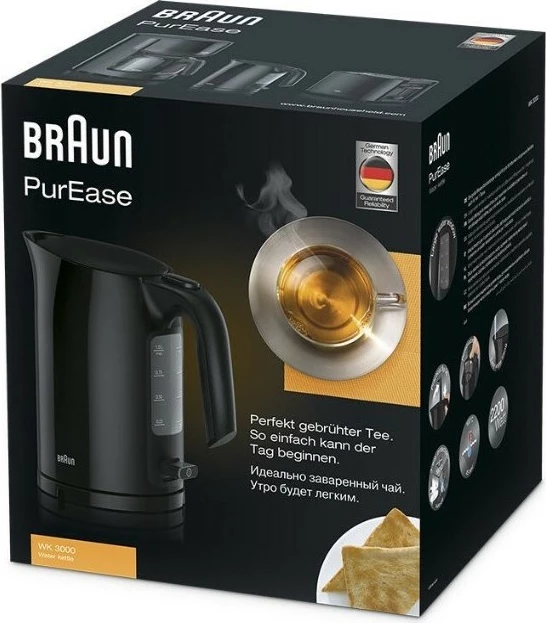 Električni čajnik Braun PurEase WK 3000 WH, 1 L, 2200 W, črn