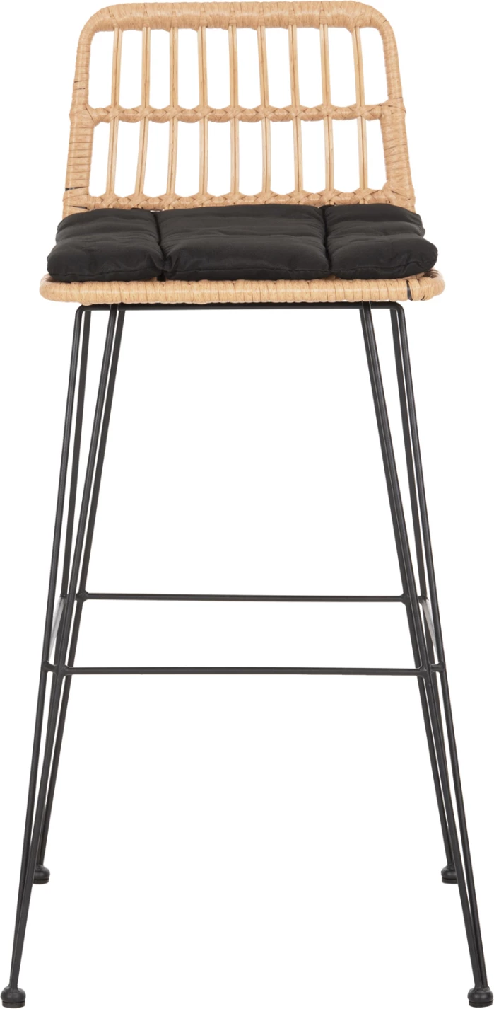 Barski stol za zunaj ALLEGRA FH5452.11 kovina in blazina v črno-bež pletenju 52x51x103H cm
