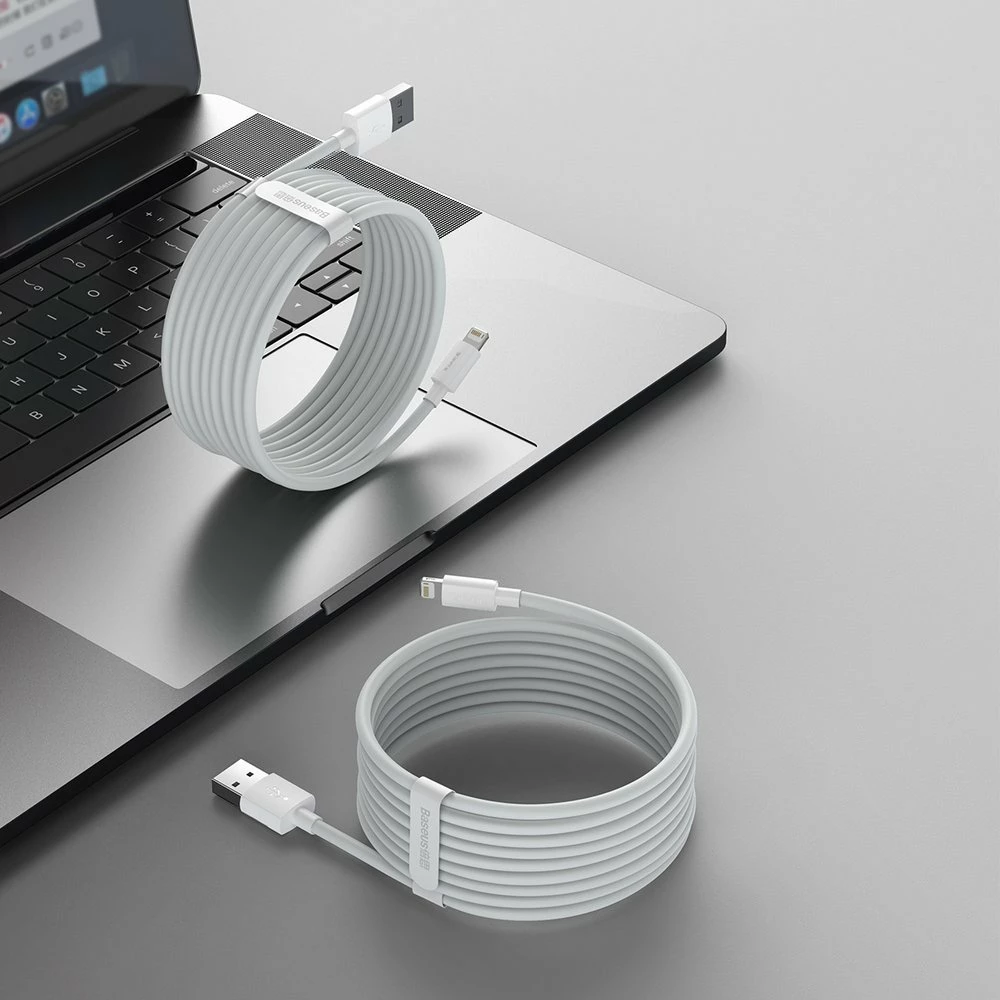 USB–Lightning kabel, 1,5 m, komplet 2 kosa, Baseus TZCALZJ-02, bela