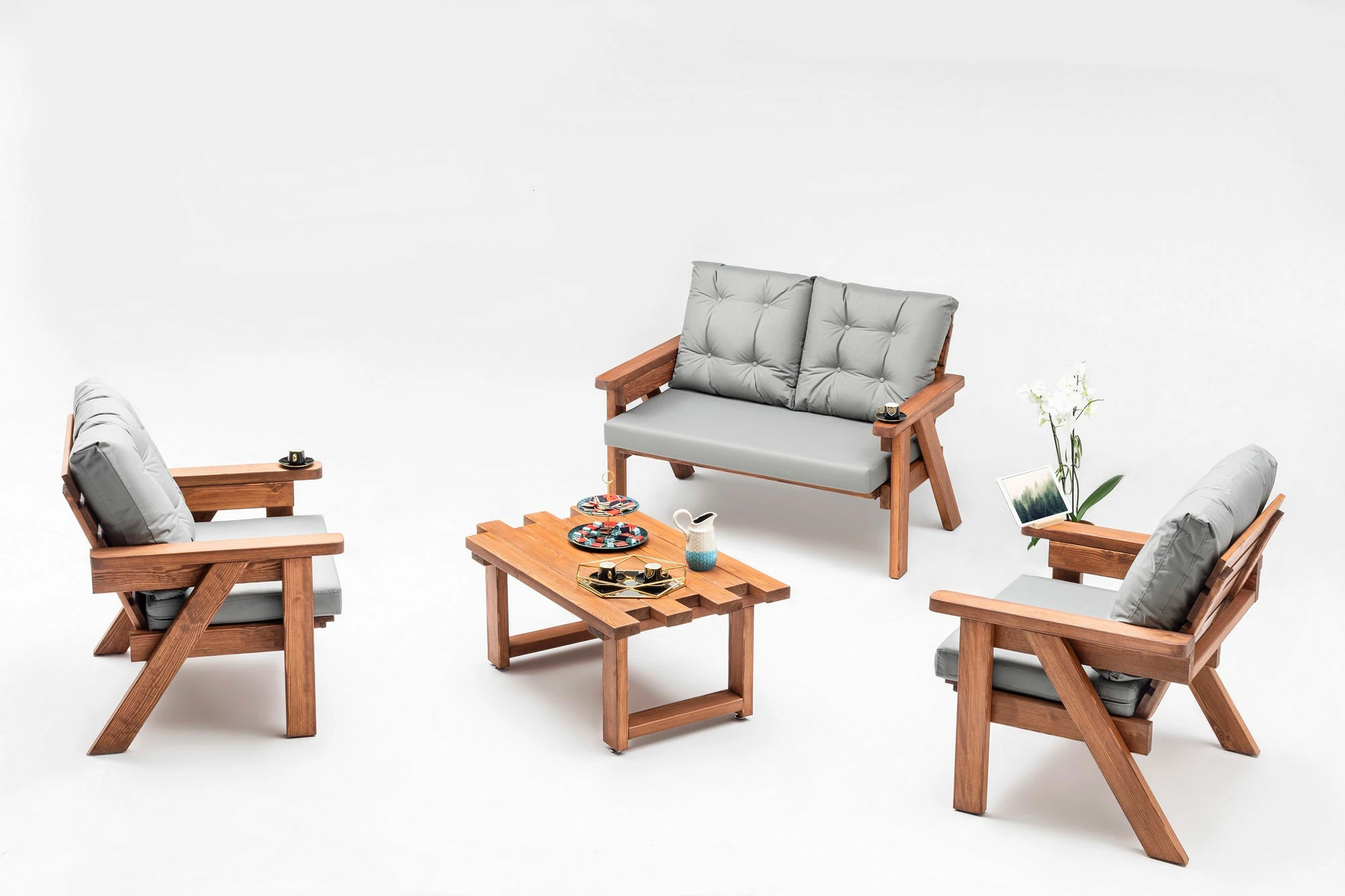 Vrtni lounge set (2+1+1), Skye Decor Abant, siva