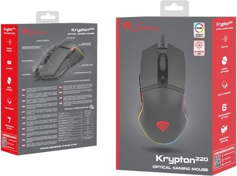 Optični žični miš z RGB osvetlitvijo Genesis Krypton 220, črn