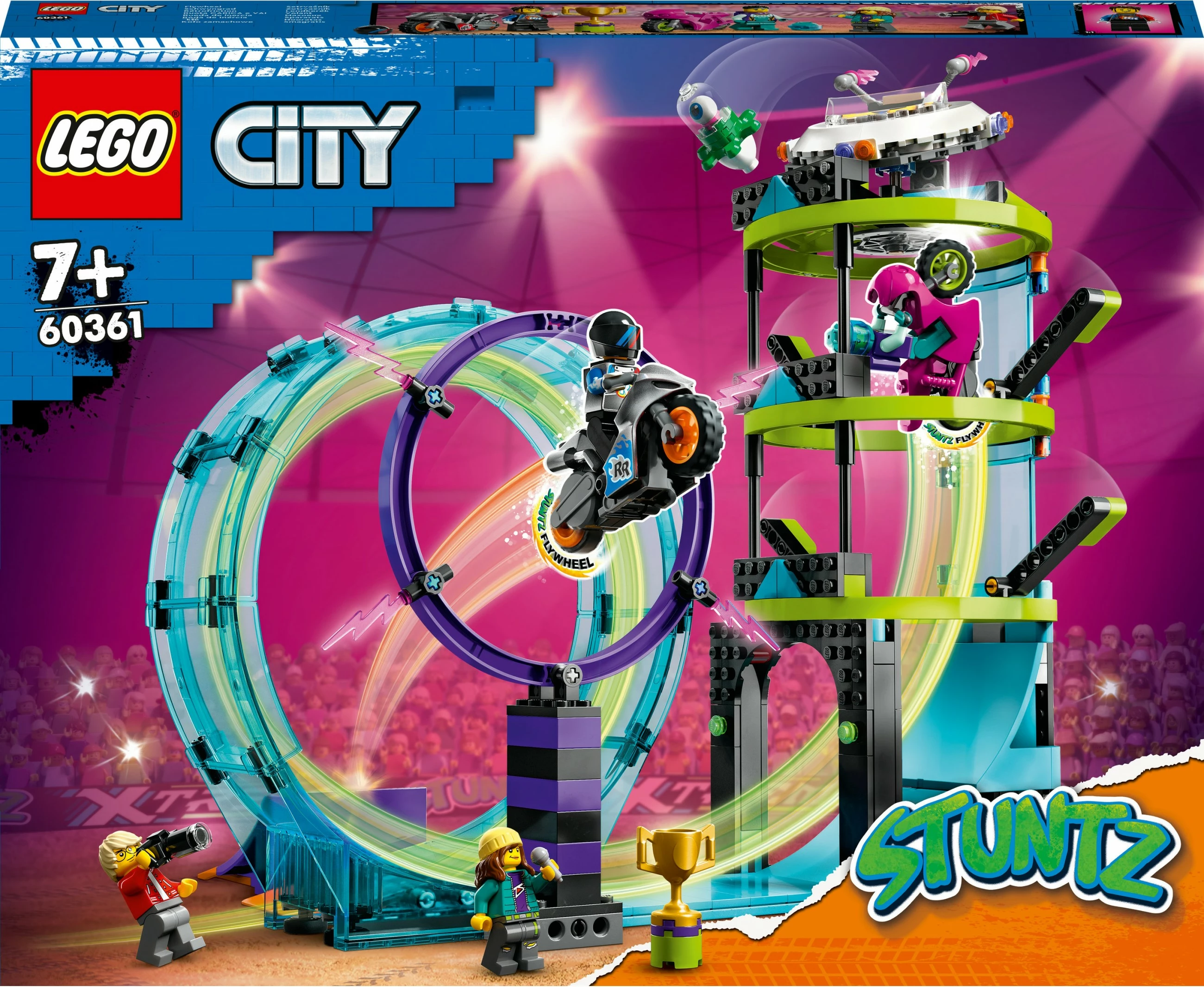 Set gradnje Ultimate Stunt Riders Challenge, LEGO City, 385 kosov, večbarven