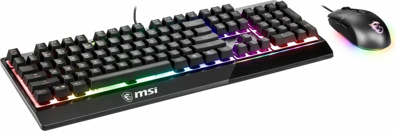 Set gaming tipkovnice in miške MSI Vigor GK30 + Clutch GM11, RGB, z žico, črn