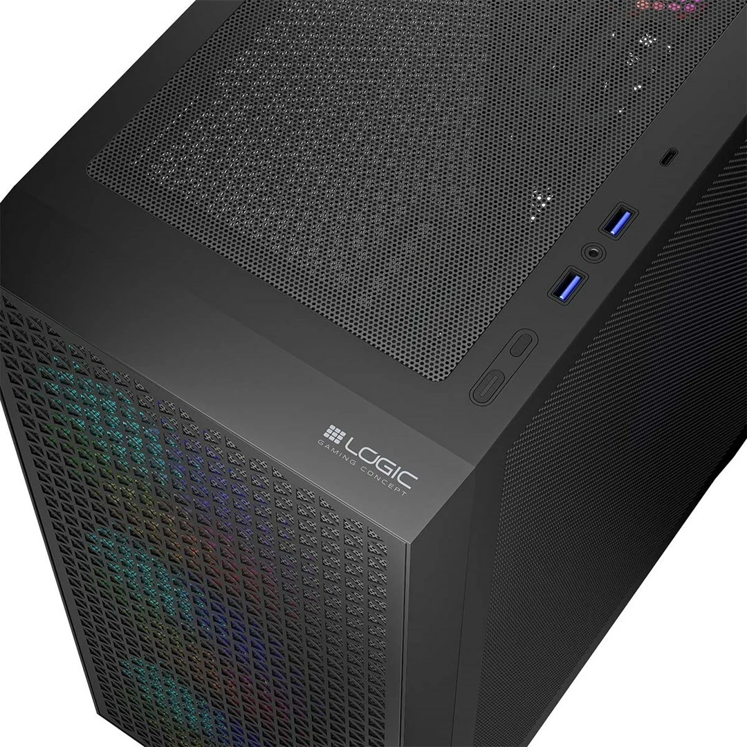 Računalniško ohišje LOGIC DART PRO ARGB MIDI USB-C, črno