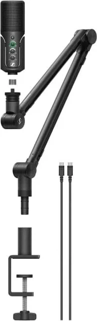 Kondenzatorski mikrofon za pretakanje, Sennheiser Profile Streaming Set, z nastavljivim ročajem, USB-C, črn