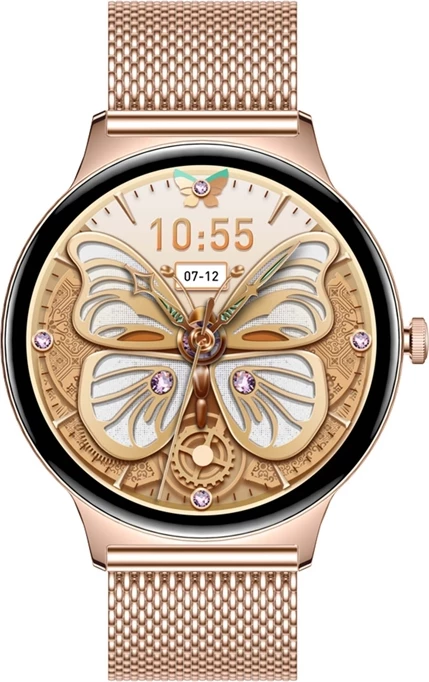 Pametna ura 1,43" AMOLED, klici Bluetooth, 100+ športov, IP67, pašček iz nerjavnega jekla, zlata, Colmi V89