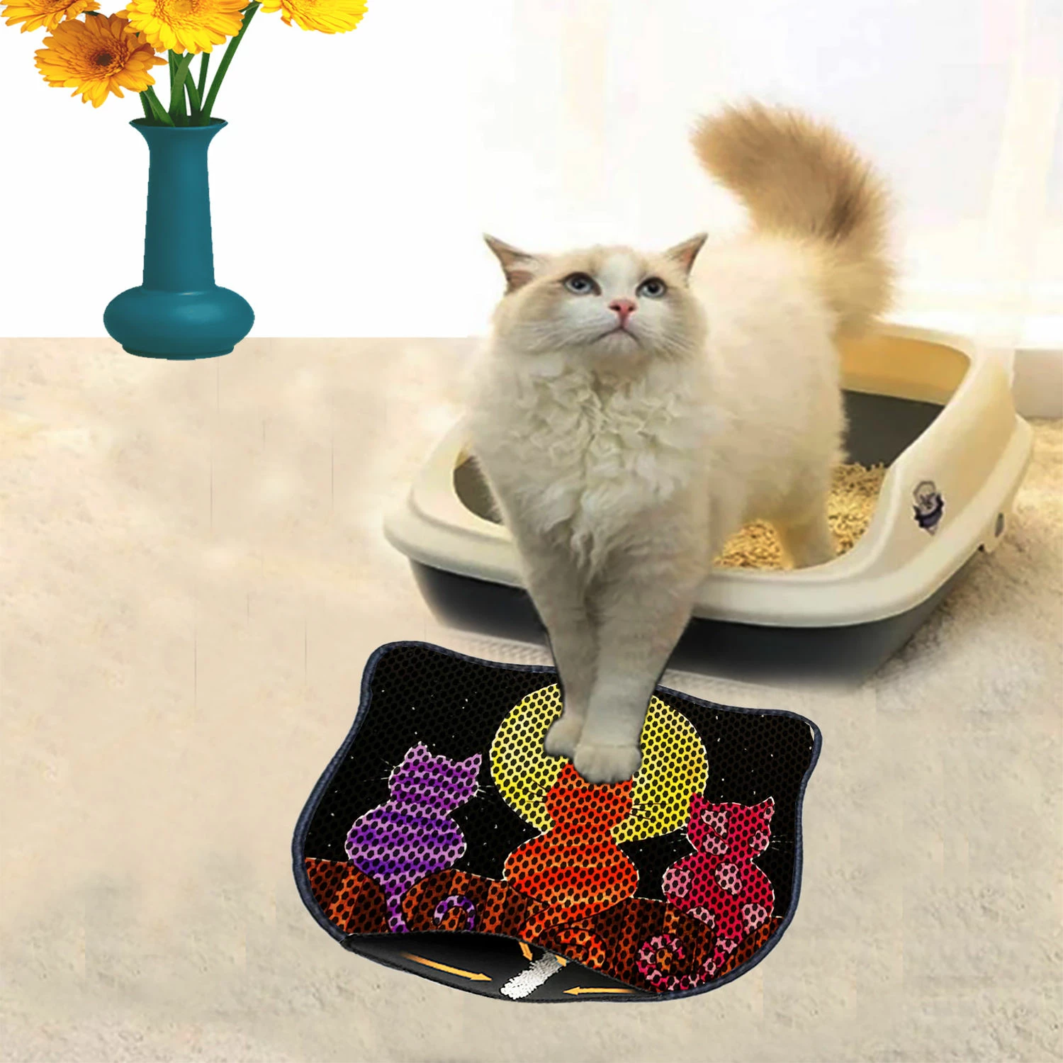 Preproga za mačji pesek, pisana, Paws & Whiskers Kdkafa0107