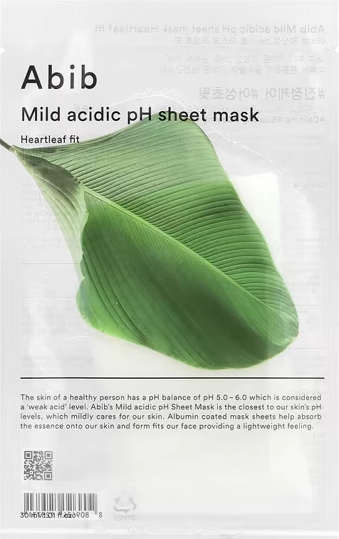 Pomirjujoča maska za obraz za ženske Abib Mild Acidic pH Sheet Mask Soothing, 30 ml