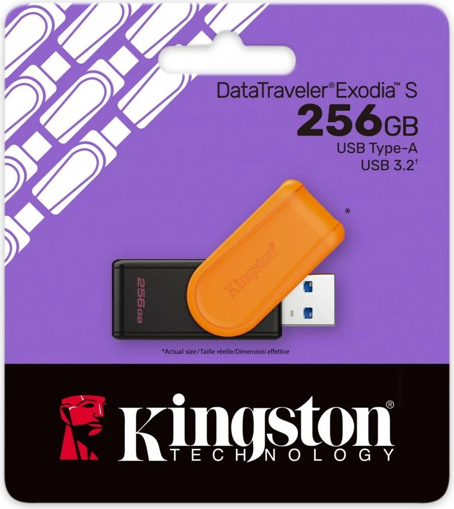 USB ključ Kingston DataTraveler Exodia S 256GB, USB 3.2 Gen1, črno/oranžen