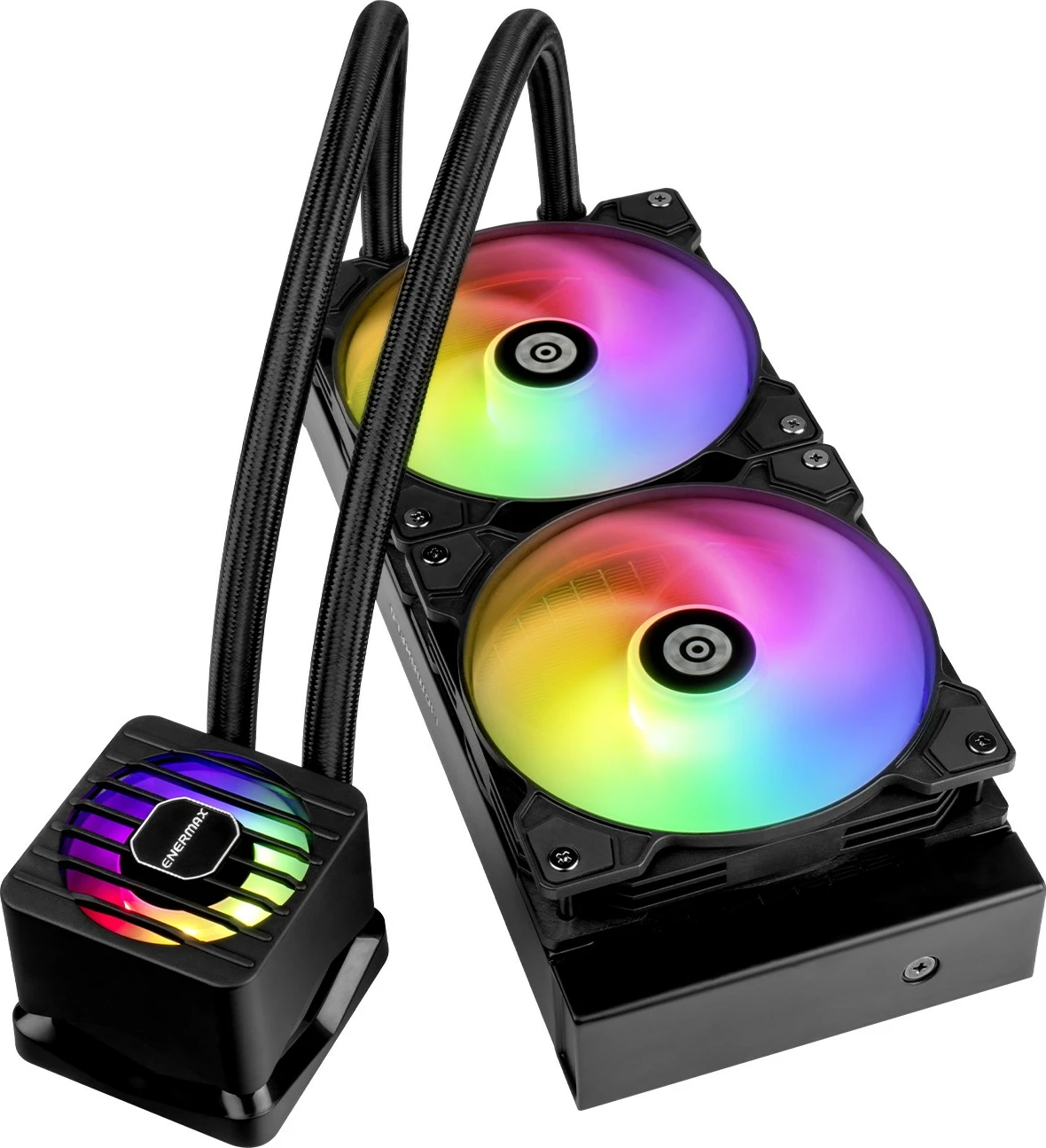 Foteljni vodni hladilnik 240 mm z RGB, Enermax LIQMAXFLO ELC-LMF240-ARGB, črn