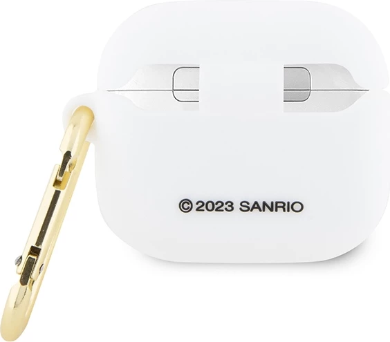 3D silikonski ovitek za AirPods 3, Hello Kitty, bel, z obročkom