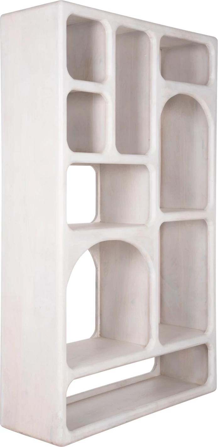 Knjižna omara HANDYR FH9707 iz masivnega mangovega lesa v beli barvi 100x35x165Hcm