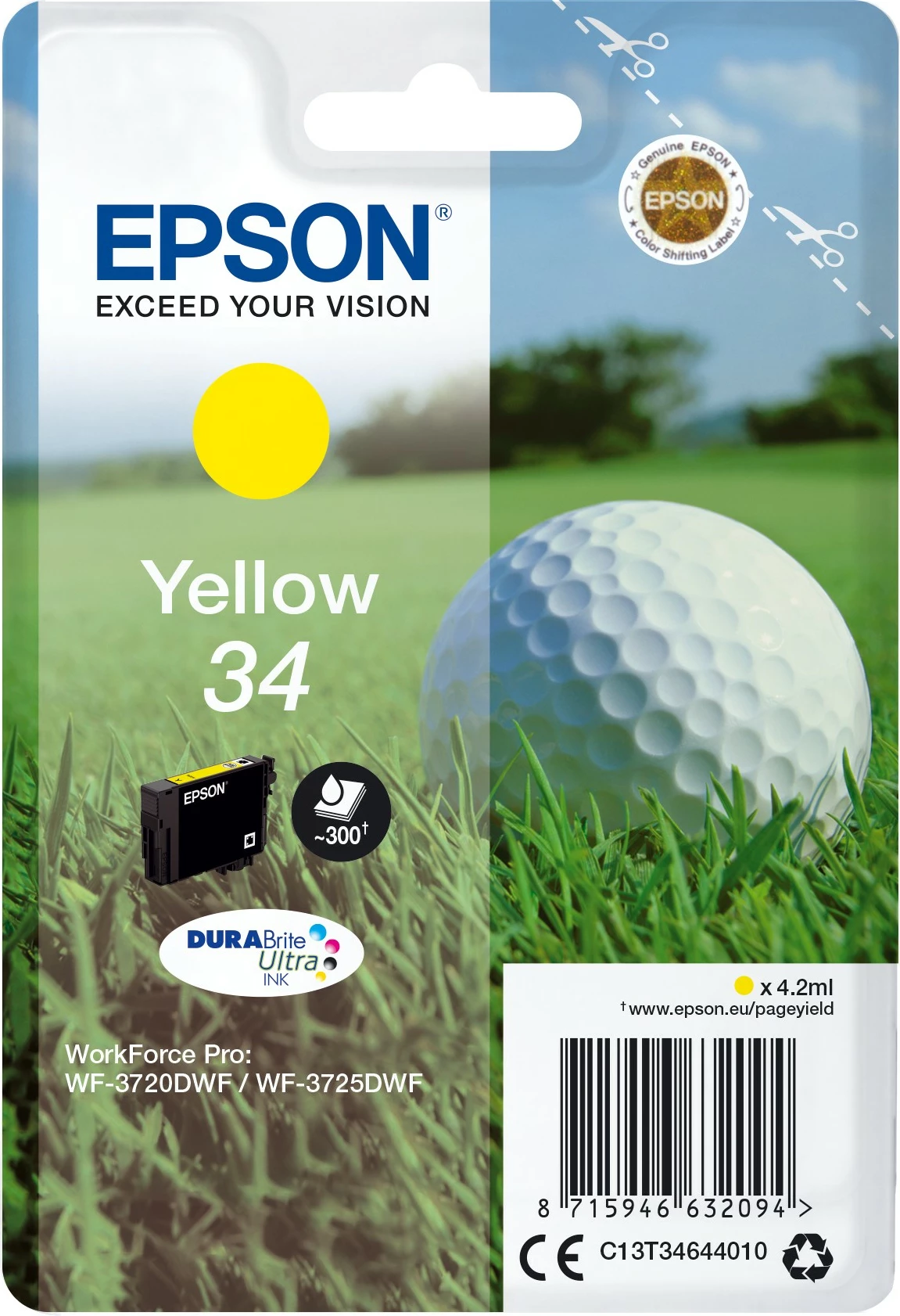 Kartuşa (kartica) za tiskanje, rumena, Epson DURABrite Ultra Ink, 4,2 ml, Singlepack 34