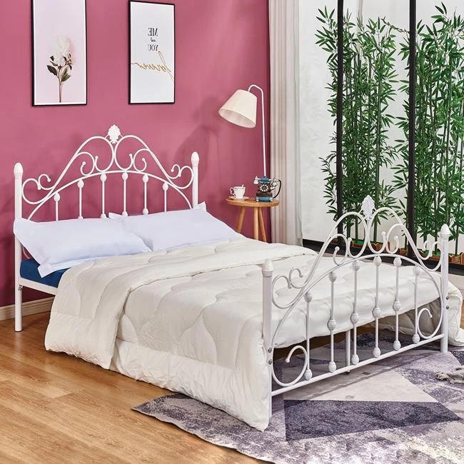 Kovinska postelja MADEN 150x200 cm, bela barva, FH576.02