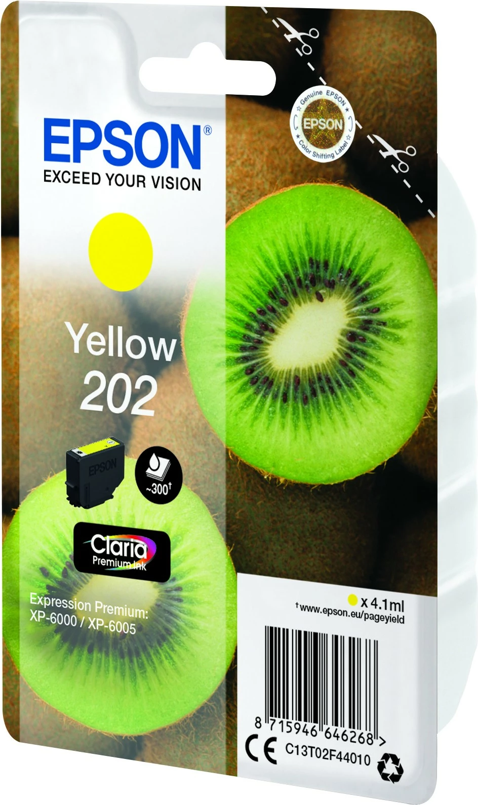Rumena toner kartuša Epson Kiwi 202 Claria Premium, 4,1 ml, standardni izkoristek