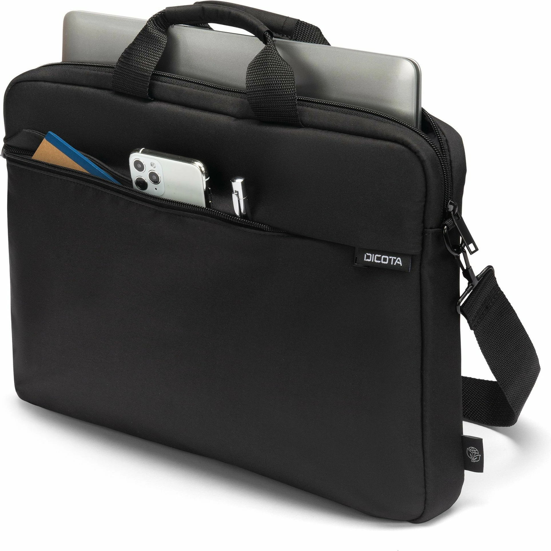 Torba za prenosnik DICOTA D32091-RPET, 14,1 in, ramenski trak, črna