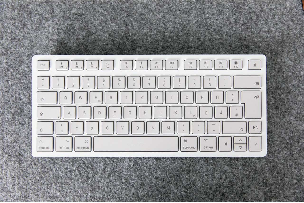 Kompaktna brezžična tipkovnica, Cherry KW 7100 MINI BT, 75%, Bluetooth, QWERTZ, bela