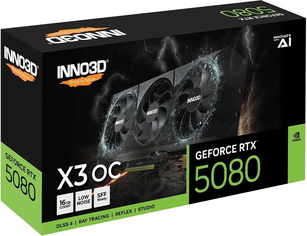 Grafična kartica GeForce RTX 5080 X3 OS INNO3D, 16 GB GDDR7, bela