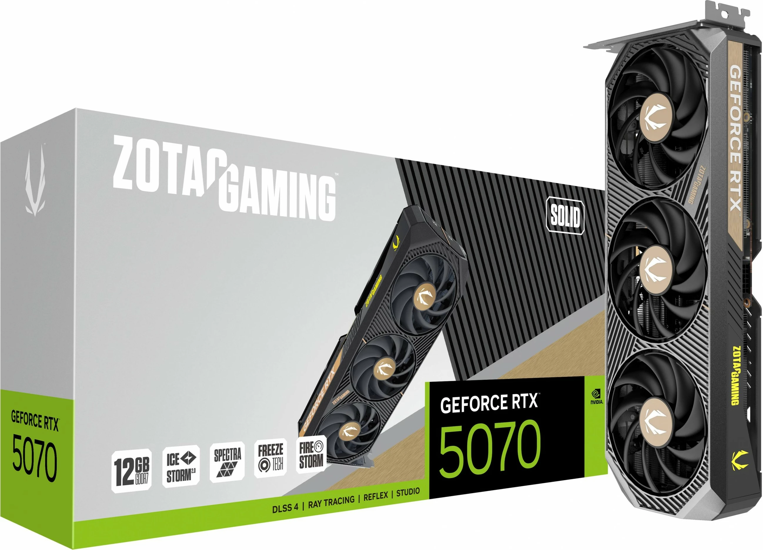 Grafična kartica GeForce RTX 5070 SOLID, Zotac, 12 GB, GDDR7, PCIe x16 5.0, Multi