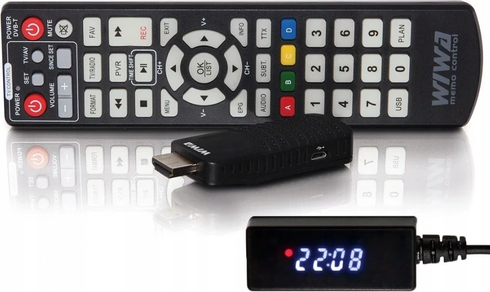Tuner DVB-T/T2 H.265 MINI LED, WIWA, črn