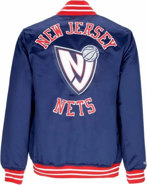 Težka satinasta jakna New Jersey Nets, Mitchell & Ness, moška, temno modra