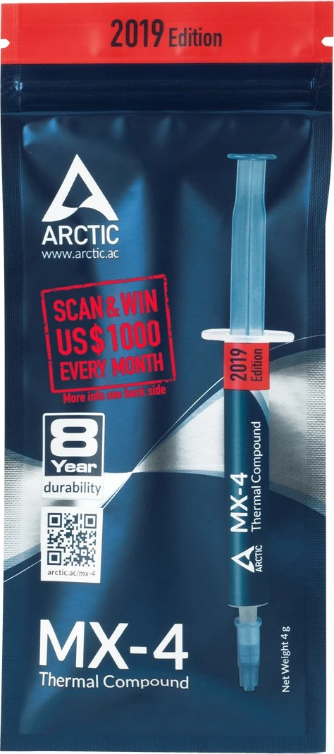 Termalna pasta ARCTIC MX-4, 4 g, 8,5 W/m·K, 2019
