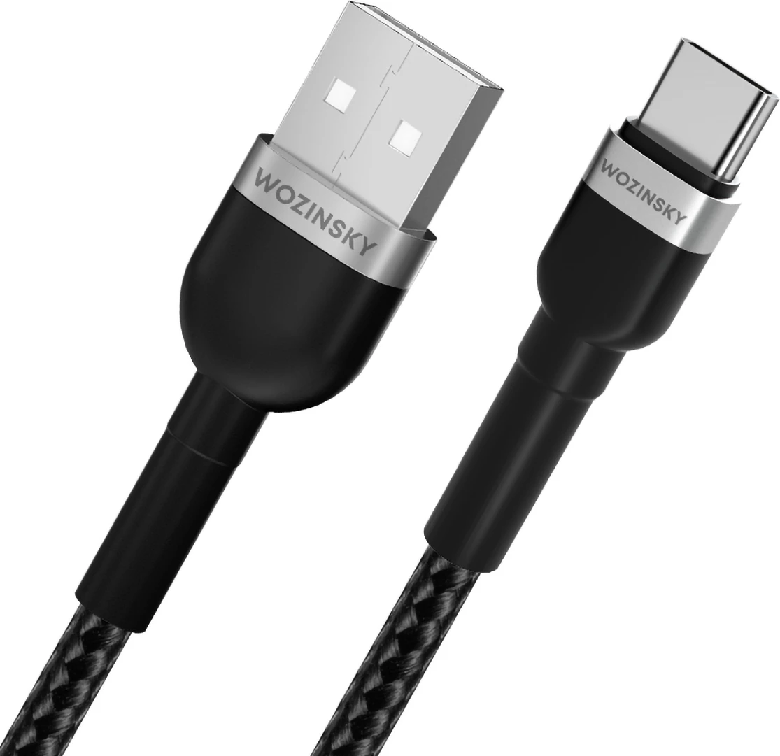 USB kabel Wozinsky WNBAC1, USB-A v USB-C, 1 m, 2,4 A, najlon, črn