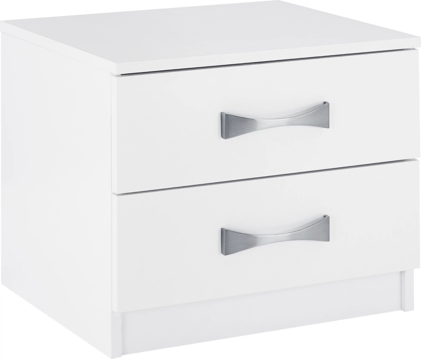 Nočna omarica z 2 predaloma in srebrnim ročajem FH2235.05 belo 48x40,5x41,5Ycm