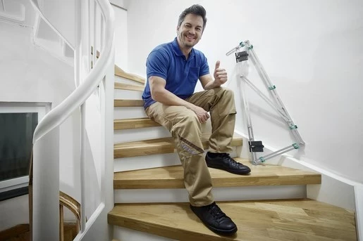 Merni pripomoček za stopnice Wolfcraft 5210000, nerjaveče jeklo, črn