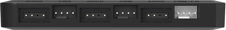 Kontrolna enota za ventilatorje in ARGB, Darkflash RC2, 6x ARGB 5V 3‑pin, 5x PWM, sinhronizacija z matično ploščo, črn