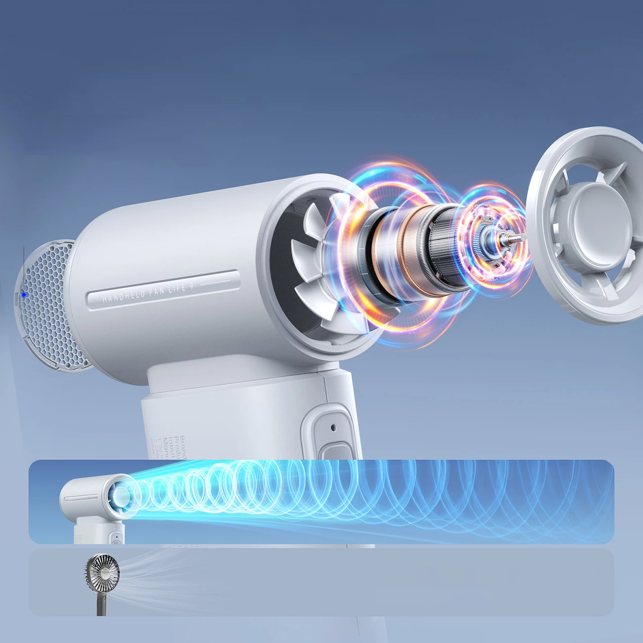 Ročni ventilator, Jisulife Life9, 5000 mAh, USB-C, siv