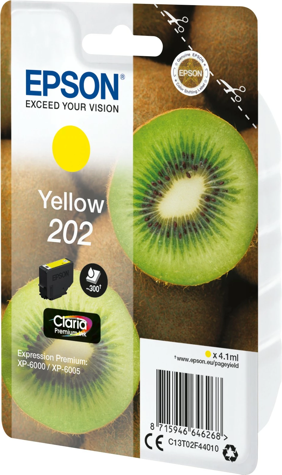 Rumena toner kartuša Epson Kiwi 202 Claria Premium, 4,1 ml, standardni izkoristek