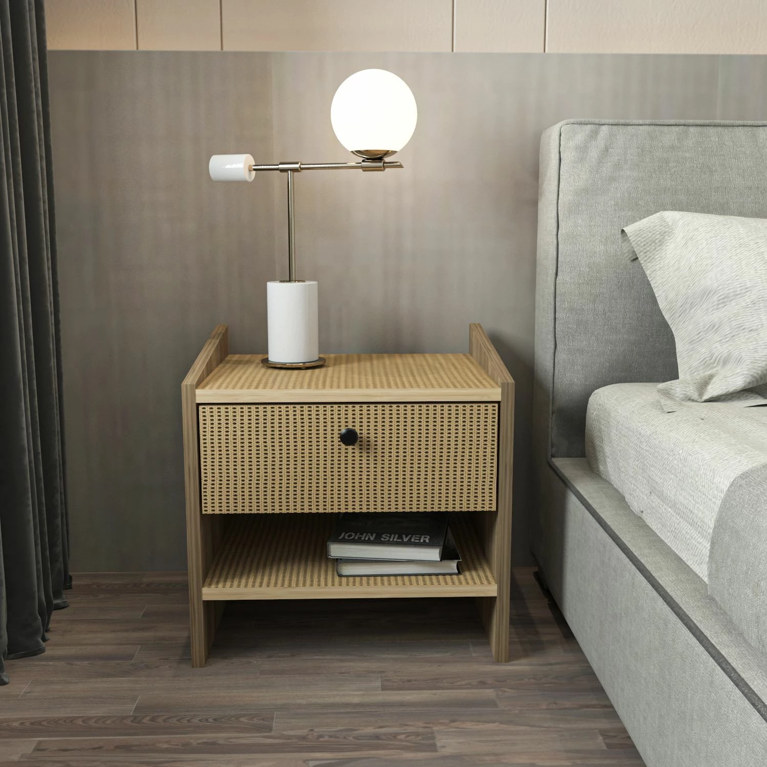 Nočna komoda, Skye Decor Berlin, oreh in lešnik