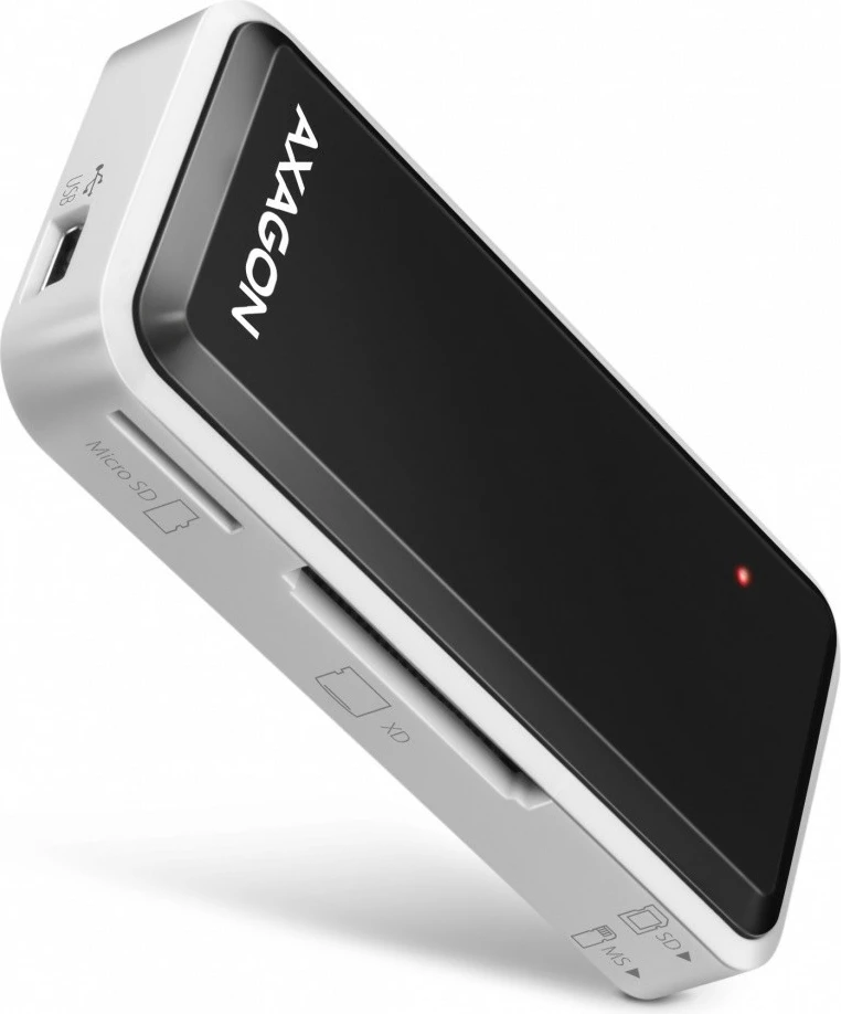 Bralnik kartic AXAGON CRE-X1, 5 rež, USB 2.0, črno/bel