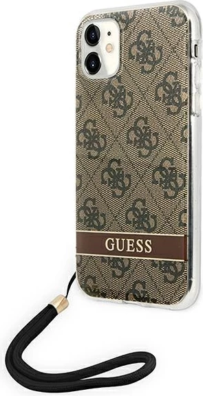 Ovitek za telefon 4G Print Strap za iPhone 11, Guess GUOHCN61H4STW, rjav