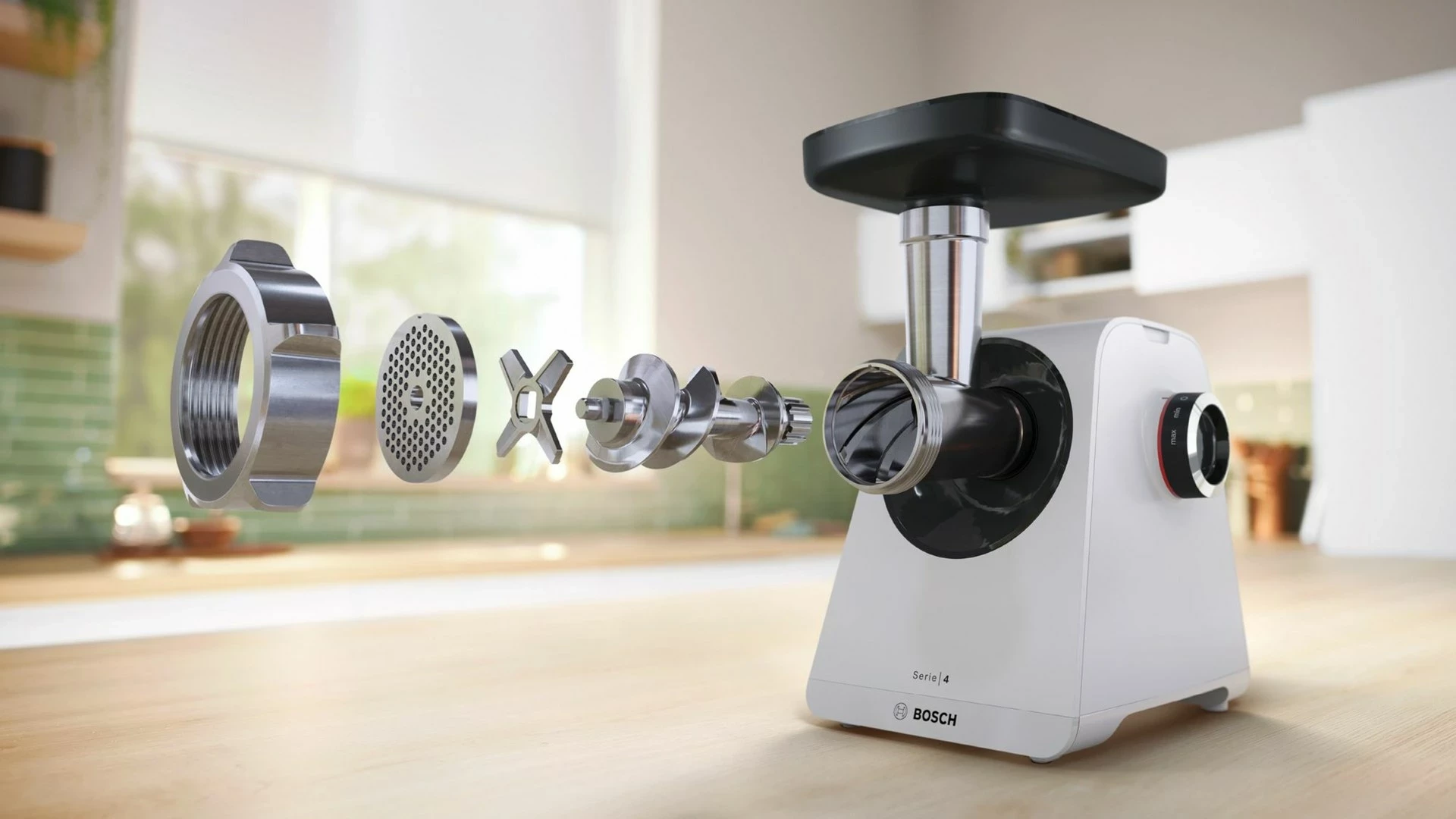 Mlinček za meso Bosch Serie 4 MFWS420W, 1900 W, bel, črn