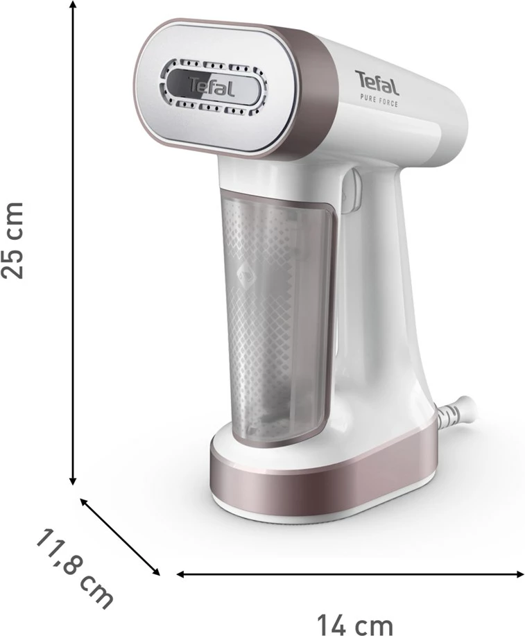 Ročni parni likalnik za oblačila Tefal Pure Force DT8765E0, 0.18 L, 1800 W, črn/kanel