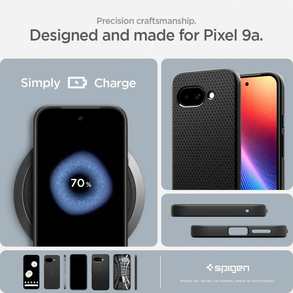 Ovitek za telefon Liquid Air Spigen za Google Pixel 9A, mat črn