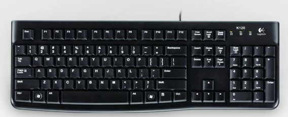 Polna tipkovnica za podjetja Logitech K120, žična, USB, QWERTZ, črna